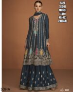 This Elegant Salwar Kameez Style Designer Anarkali Top And Plazo Suit Is The Perfect Outfit For Any Occasion