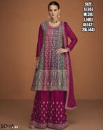 This Elegant Salwar Kameez Style Designer Anarkali Top And Plazo Suit Is The Perfect Outfit For Any Occasion