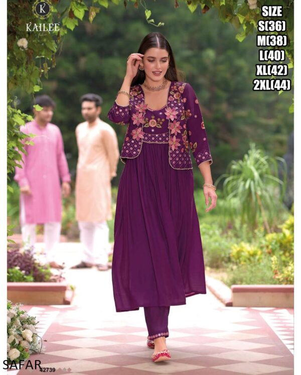 Pure Viscose Silk Kurti, Pant With Koti Ethnic Sets Can Wear Especially Elegant Festive And Weddings