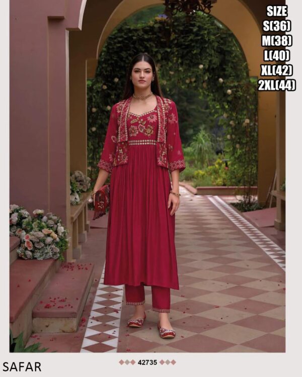 Pure Viscose Silk Kurti, Pant With Koti Ethnic Sets Can Wear Especially Elegant Festive And Weddings