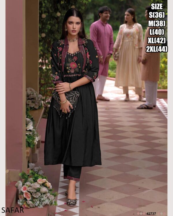 Pure Viscose Silk Kurti, Pant With Koti Ethnic Sets Can Wear Especially Elegant Festive And Weddings