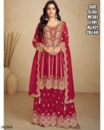 Presenting New Premium Quality Real Chinon Flair Anarkali Kurta With Plazo, Dupatta Sets