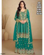 Presenting New Premium Quality Real Chinon Flair Anarkali Kurta With Plazo, Dupatta Sets