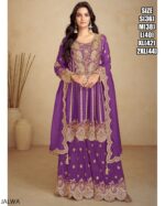 Presenting New Premium Quality Real Chinon Flair Anarkali Kurta With Plazo, Dupatta Sets