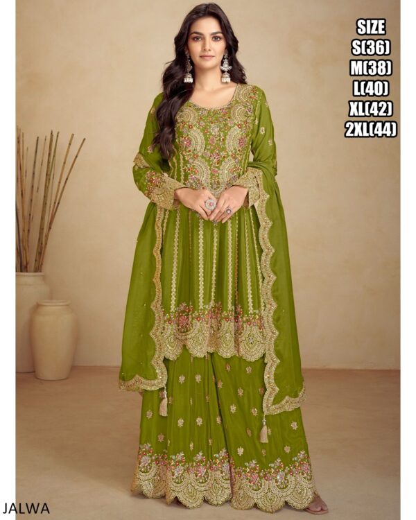 Presenting New Premium Quality Real Chinon Flair Anarkali Kurta With Plazo, Dupatta Sets