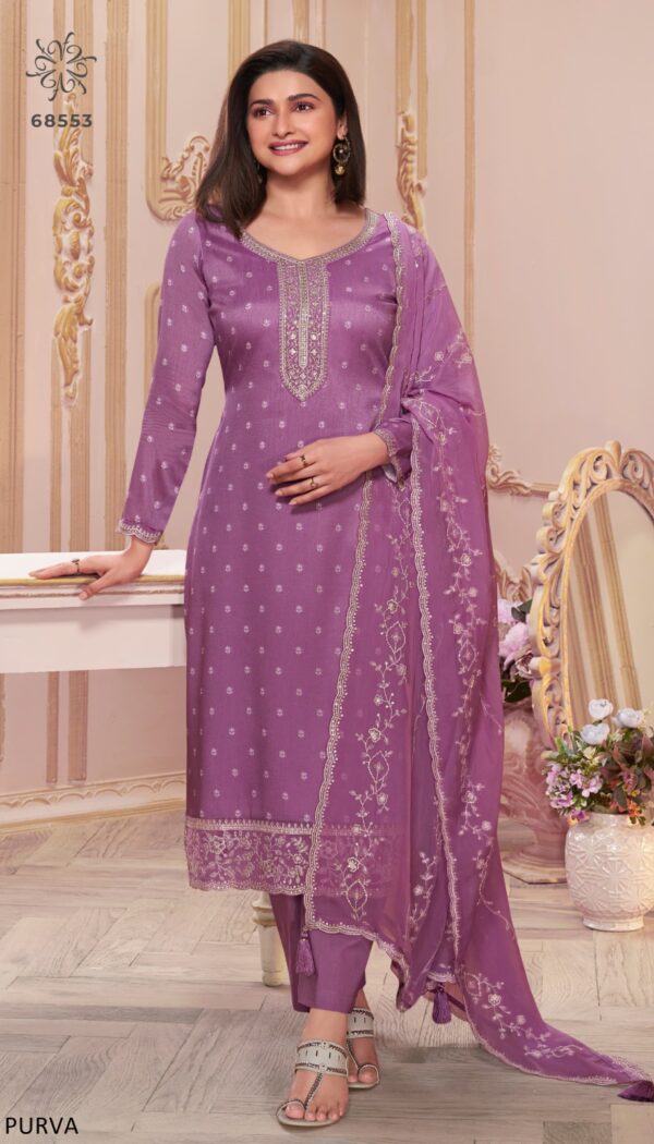 Women's Silk Georgette A-Line Thread Embroidered Salwar Suit For Festive Season