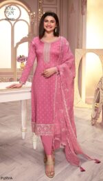 Women's Silk Georgette A-Line Thread Embroidered Salwar Suit For Festive Season