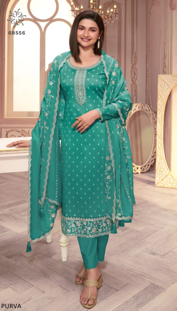 Women's Silk Georgette A-Line Thread Embroidered Salwar Suit For Festive Season