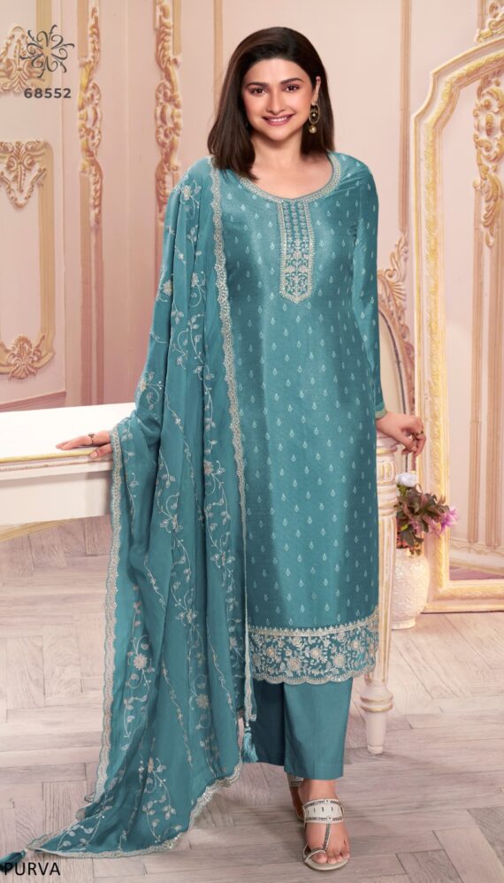 Women's Silk Georgette A-Line Thread Embroidered Salwar Suit For