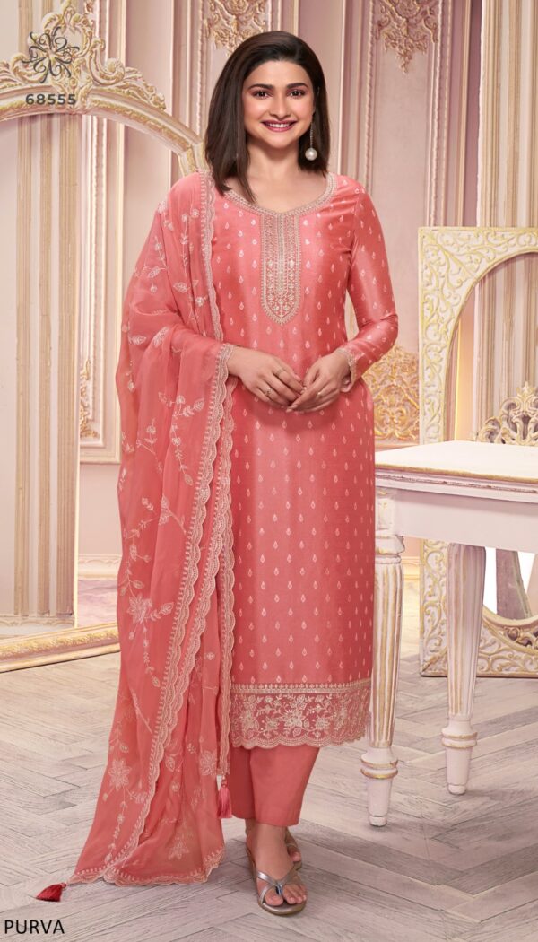 Women's Silk Georgette A-Line Thread Embroidered Salwar Suit For Festive Season