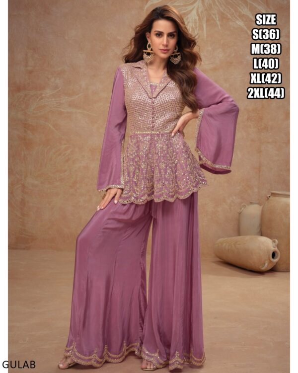 Here Are Gorgeous Ethnic Designer Chinon Top And Plazo (Bottom) Set Perfect For Elegant Parties