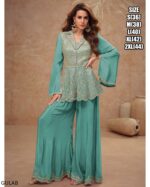 Here Are Gorgeous Ethnic Designer Chinon Top And Plazo (Bottom) Set Perfect For Elegant Parties