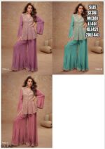 Here Are Gorgeous Ethnic Designer Chinon Top And Plazo (Bottom) Set Perfect For Elegant Parties