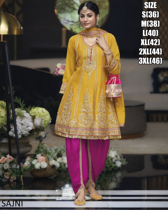 Ready To Wear Latest Designer Party Wear Outfits Kurta, Dhoti Salwar And Dupatta