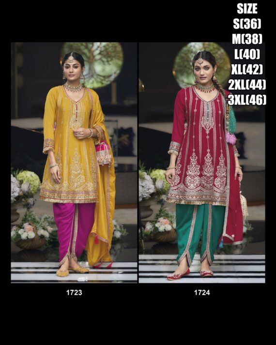 Ready To Wear Latest Designer Party Wear Outfits Kurta, Dhoti Salwar And Dupatta