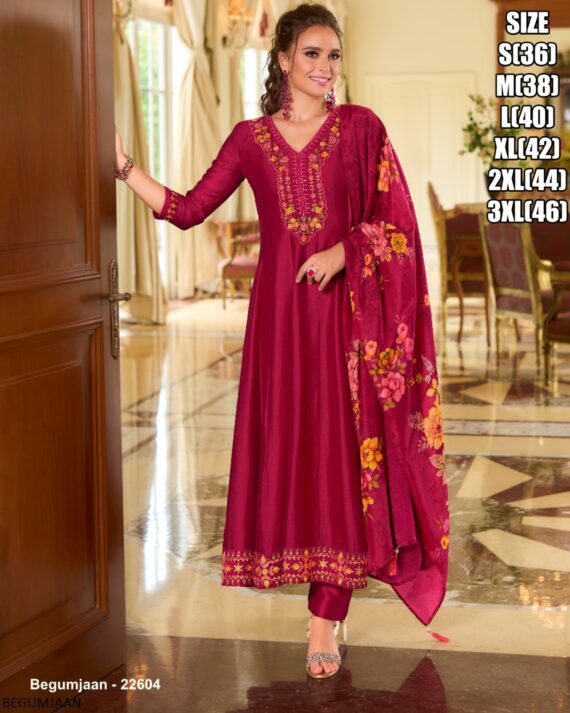Launching Cool, Comfortable And Attractive Vichitra Silk Kurti Set Which Is Beautifully Decorated With Hand Work