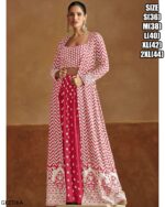 Ready To Wear Embroidery Designer Crop Top With Plazo And Long Shrugs For Parties