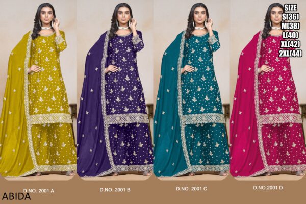 Chinon Embroidered Sequins Straight Kurta Plazo Suits For Elegant Festivals