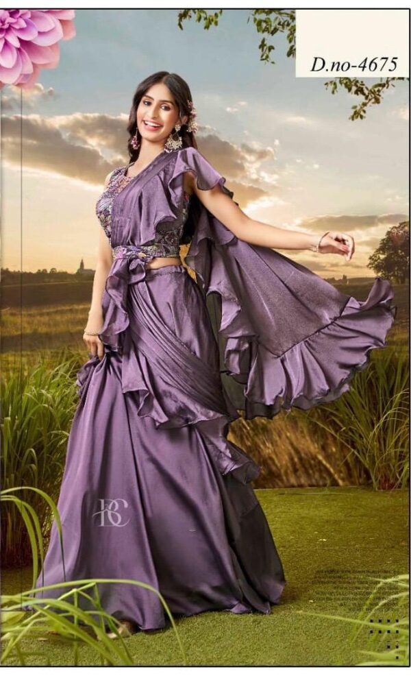 The Rich Purple Hue And Intricate Embroidered Silk Blouse, Skirt And A Drape-style Dupatta Perfect For Any Special Occasion