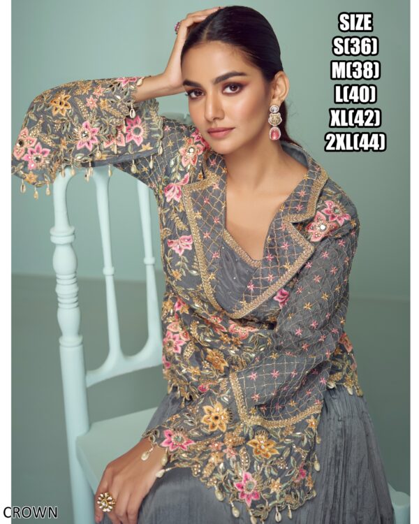 Introducing Our Exquisite Three Piece Sets, Crafted With The Finest Chinon Fabric And Embroidery Work