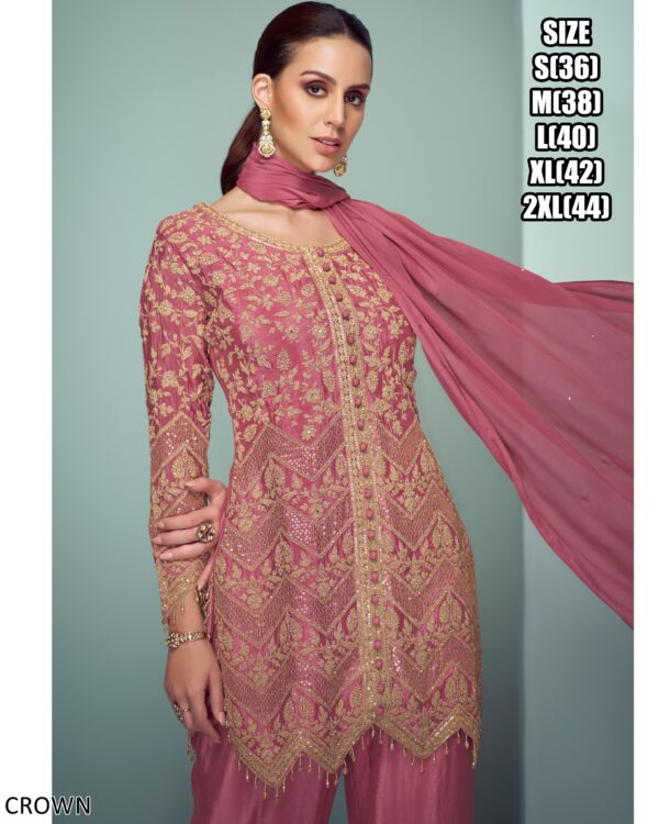 Introducing Our Exquisite Three Piece Sets, Crafted With The Finest Chinon Fabric And Embroidery Work