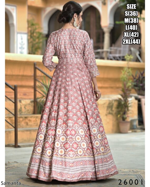 Captivating Multi Colours Of Digital Printed Dola Silk Event Wear Gown With Dupatta