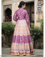 Captivating Multi Colours Of Digital Printed Dola Silk Event Wear Gown With Dupatta
