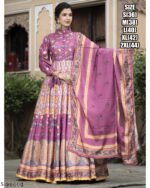 Captivating Multi Colours Of Digital Printed Dola Silk Event Wear Gown With Dupatta