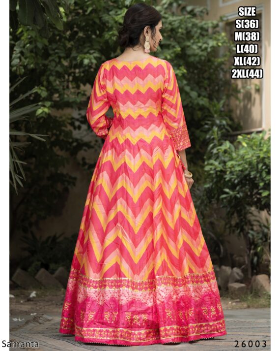 Captivating Multi Colours Of Digital Printed Dola Silk Event Wear Gown With Dupatta