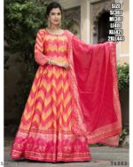 Captivating Multi Colours Of Digital Printed Dola Silk Event Wear Gown With Dupatta