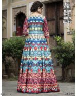 Captivating Multi Colours Of Digital Printed Dola Silk Event Wear Gown With Dupatta
