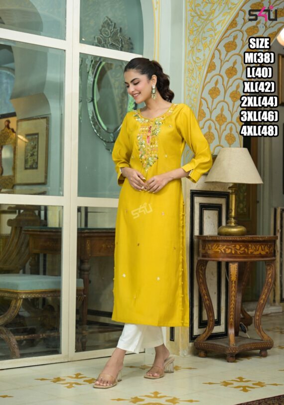 Our New Arrivals Casual Rayon Kurti Dresses With Intricate Printed With Hand Work