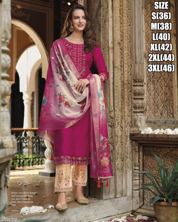 Buy Outstanding Multi Colour Embroidered Jacquard Viscose Designer Salwar Suits
