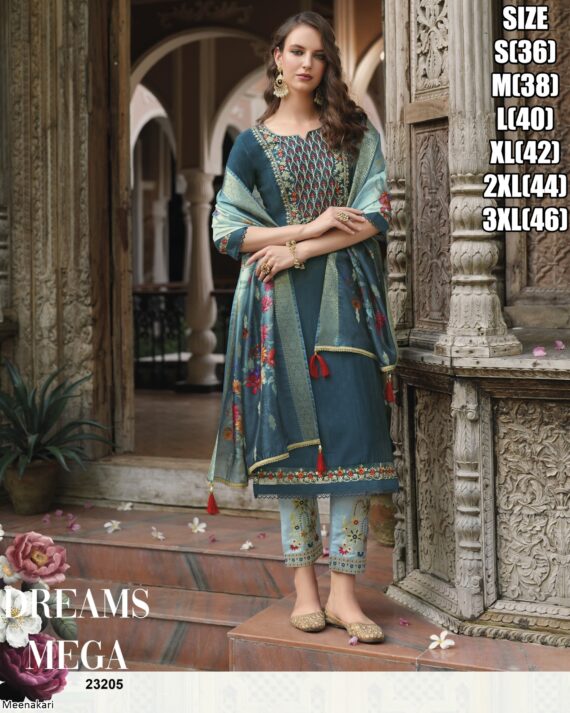 Buy Outstanding Multi Colour Embroidered Jacquard Viscose Designer Salwar Suits