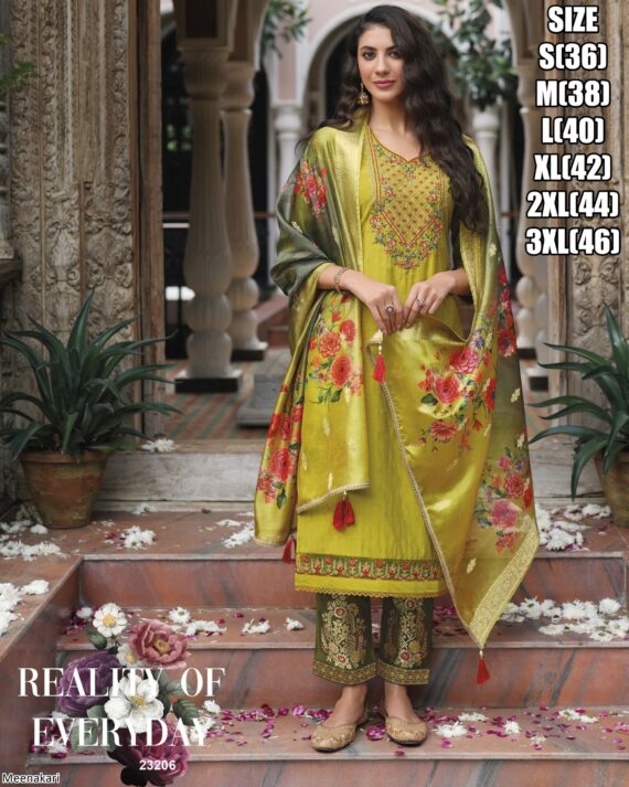 Buy Outstanding Multi Colour Embroidered Jacquard Viscose Designer Salwar Suits