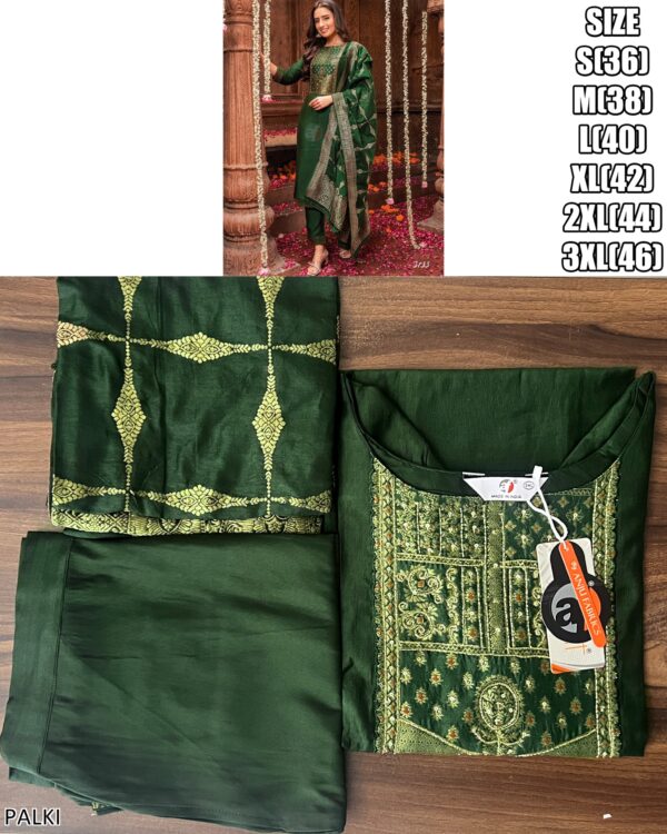 Viscose Beautifully Dyed In Pretty Shades Hand Work Kurti, Pant With Jacquard Dupatta