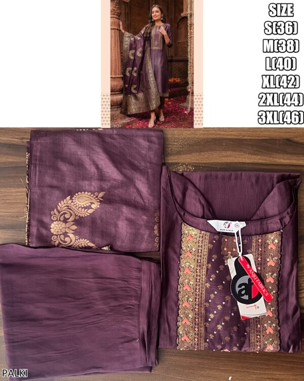 Viscose Beautifully Dyed In Pretty Shades Hand Work Kurti, Pant With Jacquard Dupatta