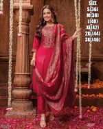 Viscose Beautifully Dyed In Pretty Shades Hand Work Kurti, Pant With Jacquard Dupatta