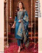 Viscose Beautifully Dyed In Pretty Shades Hand Work Kurti, Pant With Jacquard Dupatta