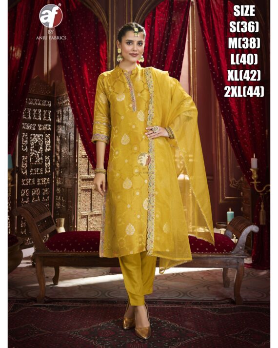 Enhance Your Wardrobe With Our Stitched Dola Silk Elegant And Fabulous Kurti Paired With Dupatta