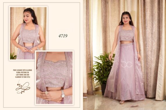 Within The Partywear Ethnic Fashion Set Jimmy Choo Embroidery Crop Top, Lehenga With Shrug