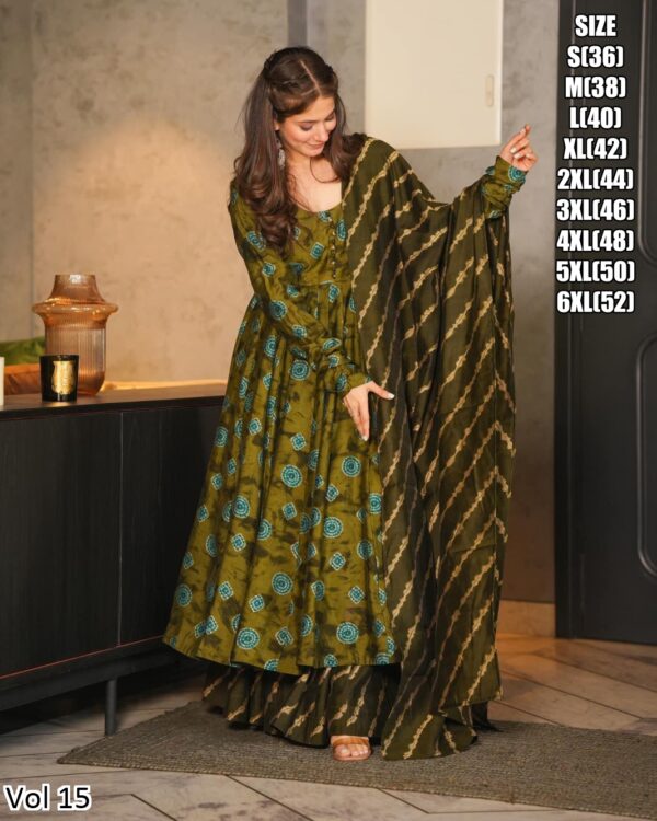 Presents This Stunning Fancy 3pcs Beautiful Printed Kurti With Full Flair Plazo And Dupatta Collection