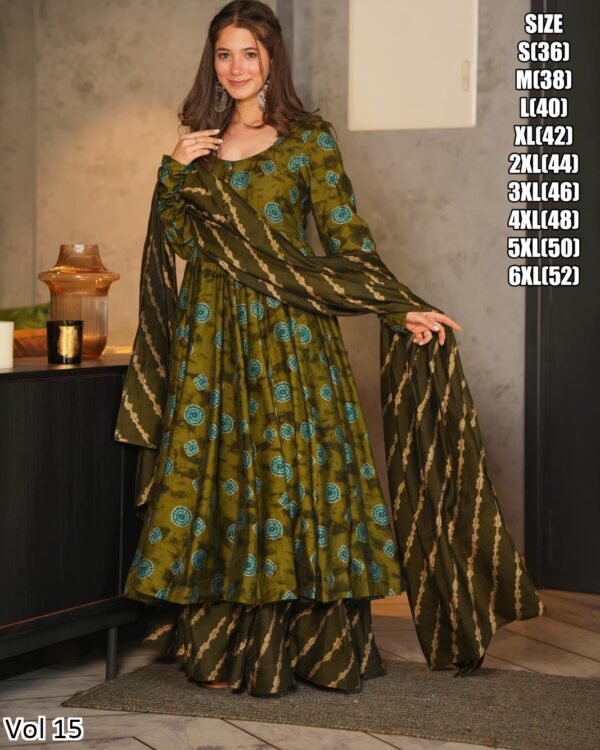 Presents This Stunning Fancy 3pcs Beautiful Printed Kurti With Full Flair Plazo And Dupatta Collection