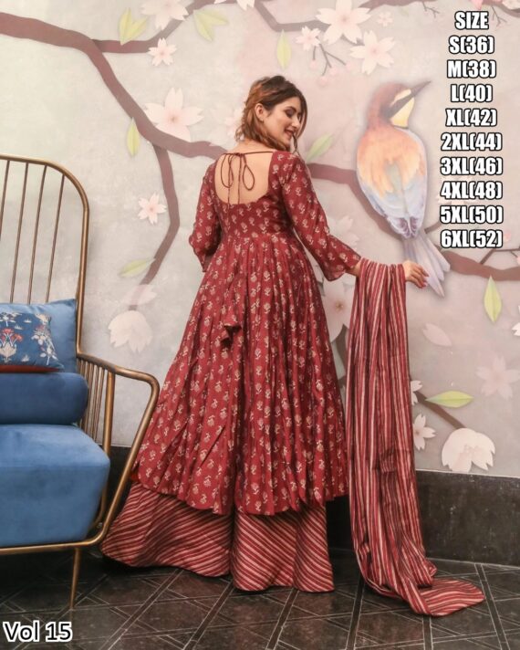 Presents This Stunning Fancy 3pcs Beautiful Printed Kurti With Full Flair Plazo And Dupatta Collection