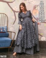 Presents This Stunning Fancy 3pcs Beautiful Printed Kurti With Full Flair Plazo And Dupatta Collection