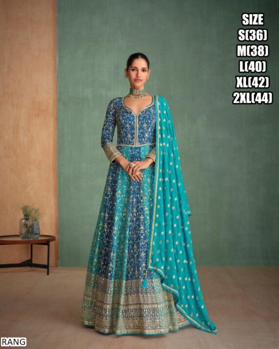 This Stunning Embroidered Georgette Gown Suit Is The Perfect Wear For Weddings