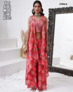 Make Your Elegant Party Look By Wearing This Stylish Crop Top With Plazo And Shrug Outfit