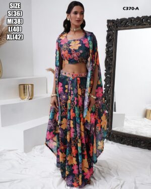 Make Your Elegant Party Look By Wearing This Stylish Crop Top With Plazo And Shrug Outfit