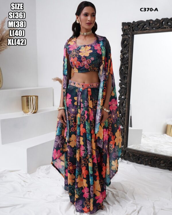 Make Your Elegant Party Look By Wearing This Stylish Crop Top With Plazo And Shrug Outfit