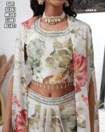 Make Your Elegant Party Look By Wearing This Stylish Crop Top With Plazo And Shrug Outfit